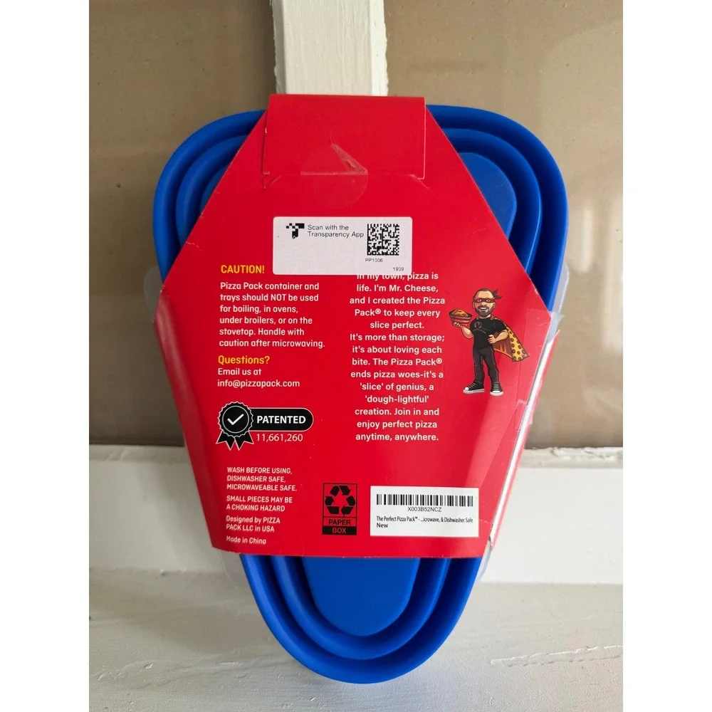 Pizza Pack Collapsible Silicone Pizza Storage Container with 5 Trays Blue NEW